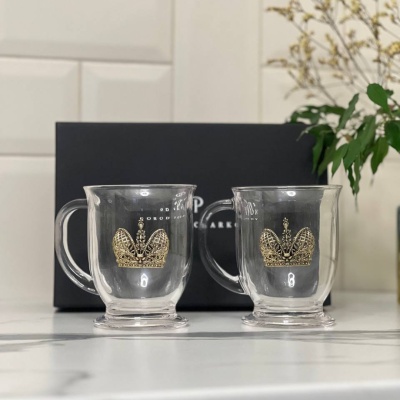 Набор для глинтвейна: 2 чашки с накладками Корона  в черной коробке