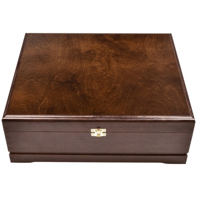 Набор 4 бокала для коньяка и 4 лафитника "Лев", в шкатулке из массива