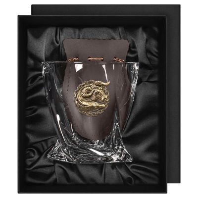 Бокал для виски с накладкой "Телец", в коробке из дизайнерского картона