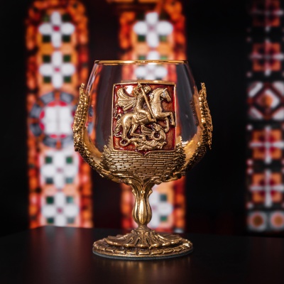 Бокал для коньяка 420 мл Москва Георгий Победоносец в подарочной коробке