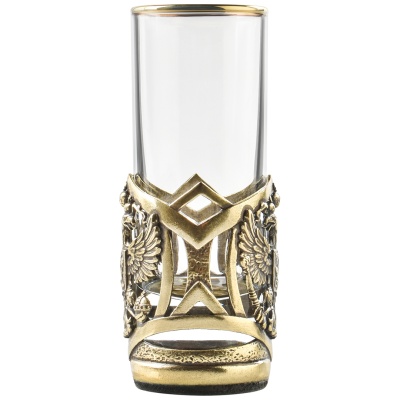 Набор "Великая Россия": 2 стопки Патрон "Герб РФ",Штоф "TImeless",накл."Герб РФ",черн.уп