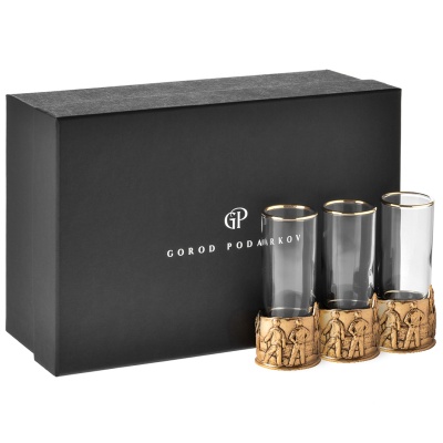 Набор 3 стопки патрон Профессии "Нефтяник", в черной подарочной упаковке