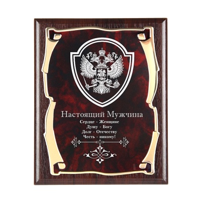 Плакетка наградная Герб Настоящий мужчина золотая серия