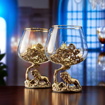 Набор 2 бокала для коньяка "Лев", в коробке из дизайнерского картона