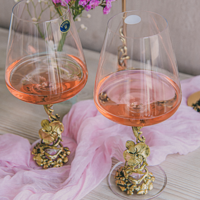 Подарочный набор из 2 бокалов для вина "Орхидея" в картонной коробке