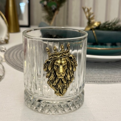 Набор из 2-х бокалов для виски Элизия с накладками Лев в короне, упаковка Домик