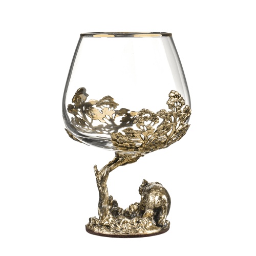 Набор 2 бокала для коньяка "Кабан и "Медведь", в шкатулке из массива