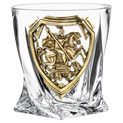 Бокал для виски "Квадро", накл."Георгий Победоносец",камни,мешок, в картон. коробке 