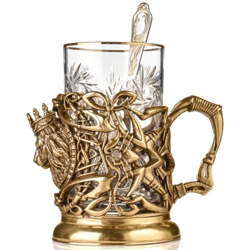 Подстаканник ручной работы "Лев", в шкатулке из массива