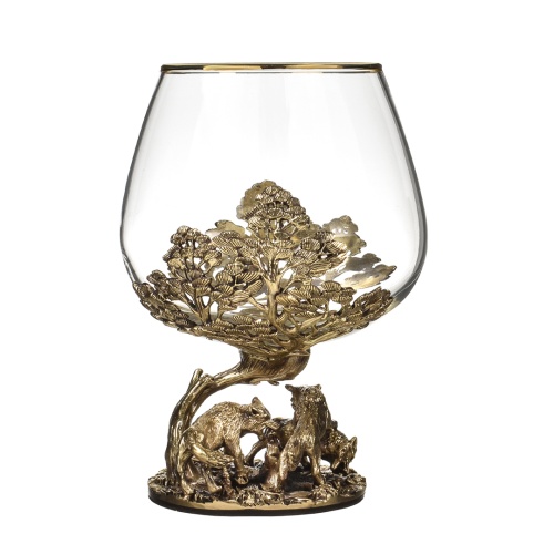 Набор 2 бокала для коньяка "Волки" и "Медведи", в коробке из дизайнерского картона