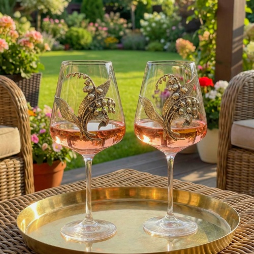 Набор бокалов для вина Корвус с накладками Ландыши в картонной коробке