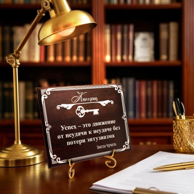 Плакетка подарочная "Успех - это движение..." в картонной коробке