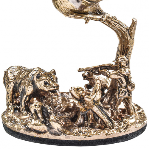 Набор 2 бокала для коньяка "Охота на Оленя" и "Охота на Медведя", в шкатулке из массива