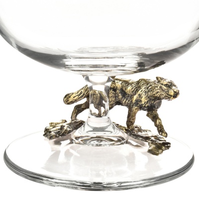 Подарочный набор из 4 бокалов для коньяка "Волк" в подарочной коробке