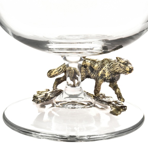 Подарочный набор из 4 бокалов для коньяка "Волк" в подарочной коробке