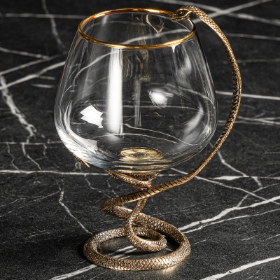 Бокал для коньяка "Змея", в шкатулке из массива