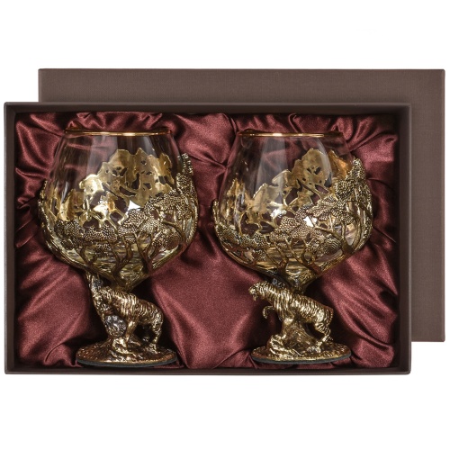 Набор 2 бокала для коньяка "Тигр", в коробке из дизайнерского картона