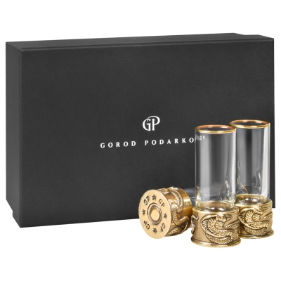 Набор 3 стопки патрон "Змея"  в черной подарочной упаковке.