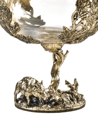 Набор 2 бокала для коньяка (Р) "Кабан +Медведь ", в черной  подарочной упаковке