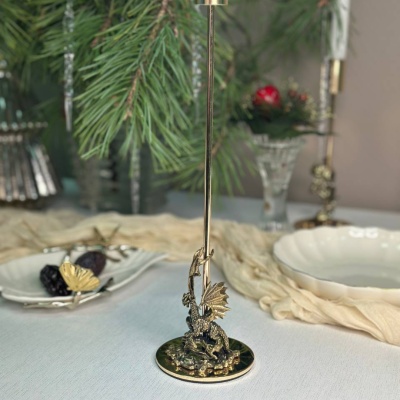 Подсвечник металлический малый Дракон в транспортной коробке