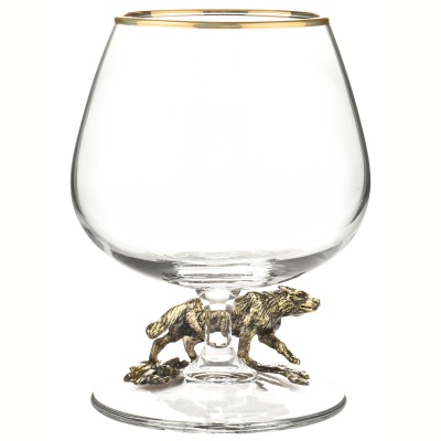 Подарочный набор из 4 бокалов для коньяка "Волк" в подарочной коробке