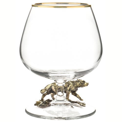 Подарочный набор из 4 бокалов для коньяка "Волк" в подарочной коробке