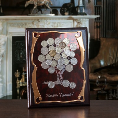 Панно подарочное Денежное дерево Жизнь удалась! в картонной коробке