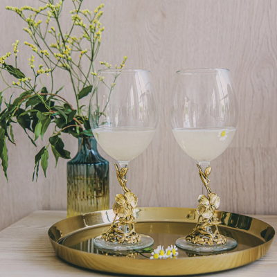 Подарочный набор из 2 бокалов для вина "Орхидея" в картонной коробке