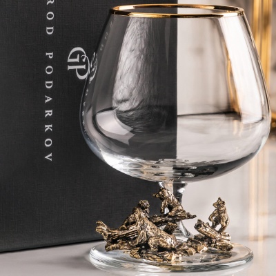 Подарочный бокал для коньяка "Медведи" в подарочной коробке