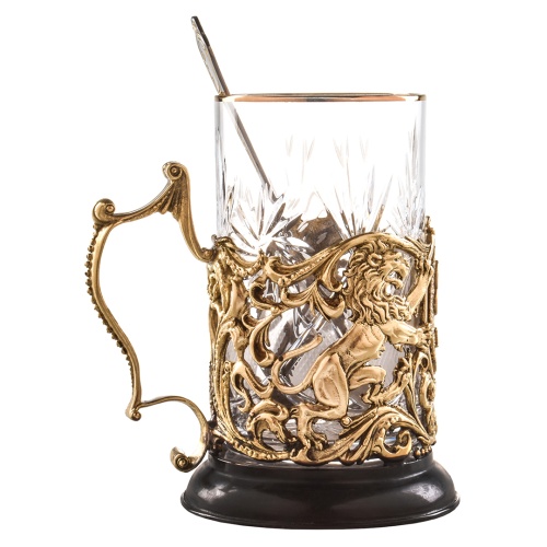 Подстаканник ручной работы С Юбилеем 80 лет в черной подарочной упаковке