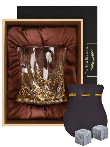 Бокал для ВИСКИ ручная работа охота на оленя в подарочной упаковке