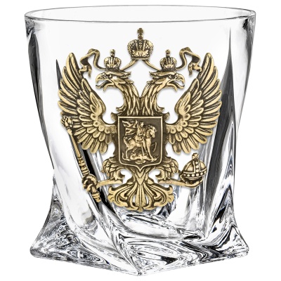 Бокал для виски "Квадро", накл."Большой герб России",камни,мешок, в картон. коробке 