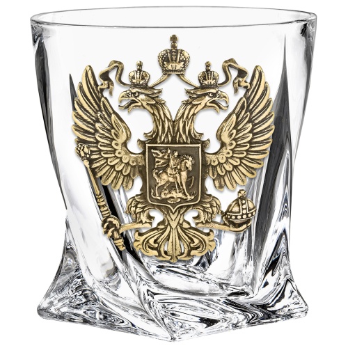 Бокал для виски "Квадро", накл."Большой герб России",камни,мешок, в картон. коробке 