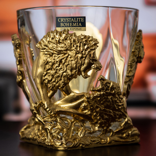 Бокал для ВИСКИ ручная работа Львы в подарочной упаковке