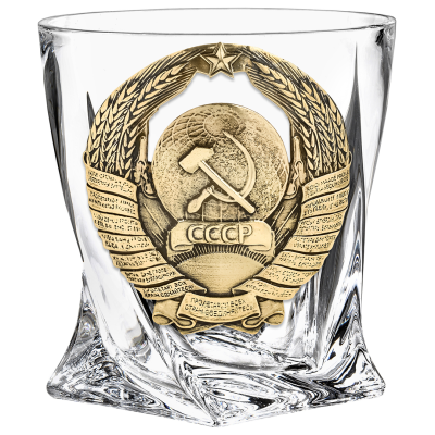 Бокал для виски "Квадро", накл."Герб СССР",камни,мешок, в картон. коробке 
