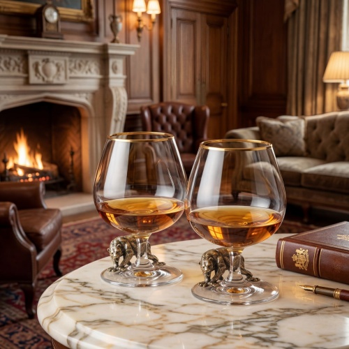 Набор из 2-х бокалов для коньяка "Медведь Гризли" в черной подарочной коробке