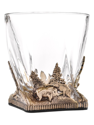 Бокал для ВИСКИ ручная работа охота на кабана в подарочной упаковке