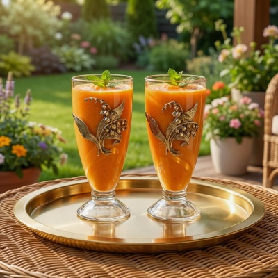 Набор для коктейлей и смузи: 2 бокала с накладками Ландыш в черной коробке