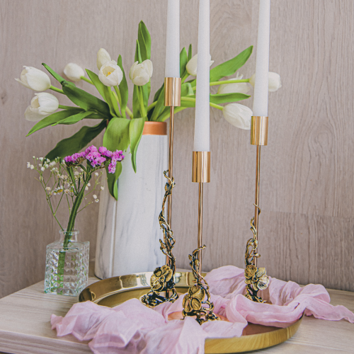 Подарочный набор из 3 подсвечников "Орхидея" в подарочной коробке