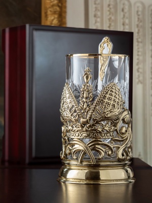 Подстаканник ручной работы "Глава Семьи" набор 3 предмета в деревянной шкатулке