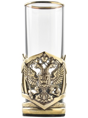 Набор 6 стопок Патрон "Герб РФ",Штоф "Timeless" накл. "Герб,эмаль"в черной под.коробке