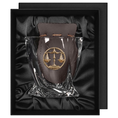 Бокал для виски с накладкой "Весы", в коробке из дизайнерского картона