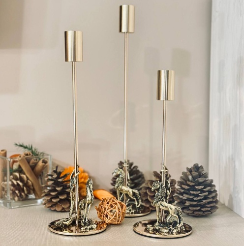 Набор из 3 подсвечников "Лошадь" в подарочной коробке