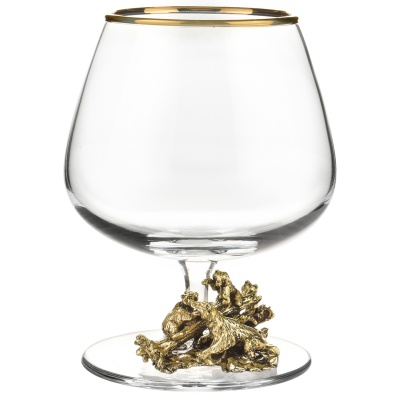 Подарочный набор из 4 бокалов для коньяка "Медведи" в подарочной коробке