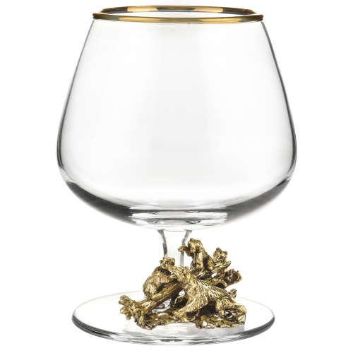 Подарочный набор из 4 бокалов для коньяка "Медведи" в подарочной коробке