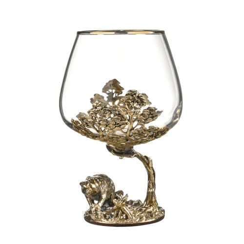 Набор 2 бокала для коньяка "Кабан и "Медведь", в шкатулке из массива