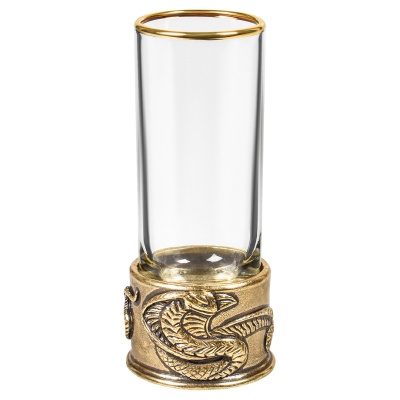 Набор 3 стопки Патрон "Змея", + Штоф с накладкой змея в черной упаковке