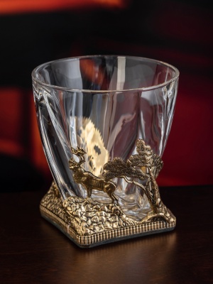 Бокал для ВИСКИ ручная работа охота на оленя в подарочной упаковке