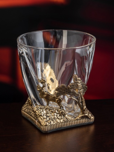 Бокал для ВИСКИ ручная работа охота на оленя в подарочной упаковке