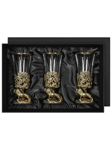 Набор 3 лафитника "Лев", в черной подарочной упаковке.